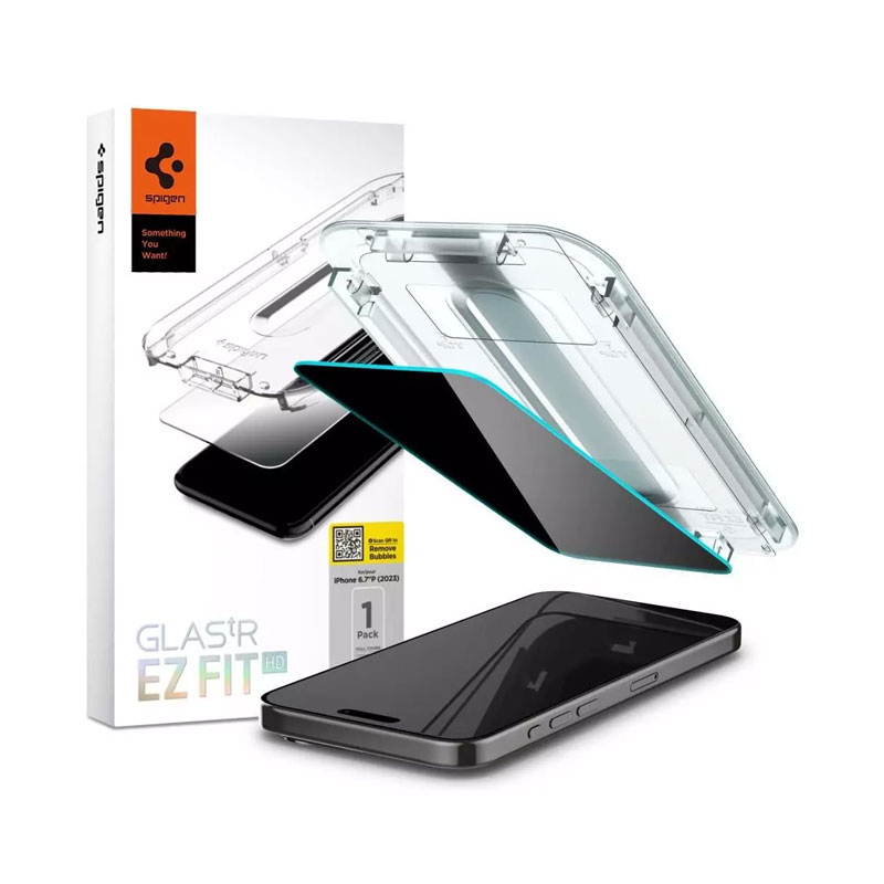 Spigen GLAS.tR EZ Fit Privacy HD Screen Protector for iPhone 15 Pro