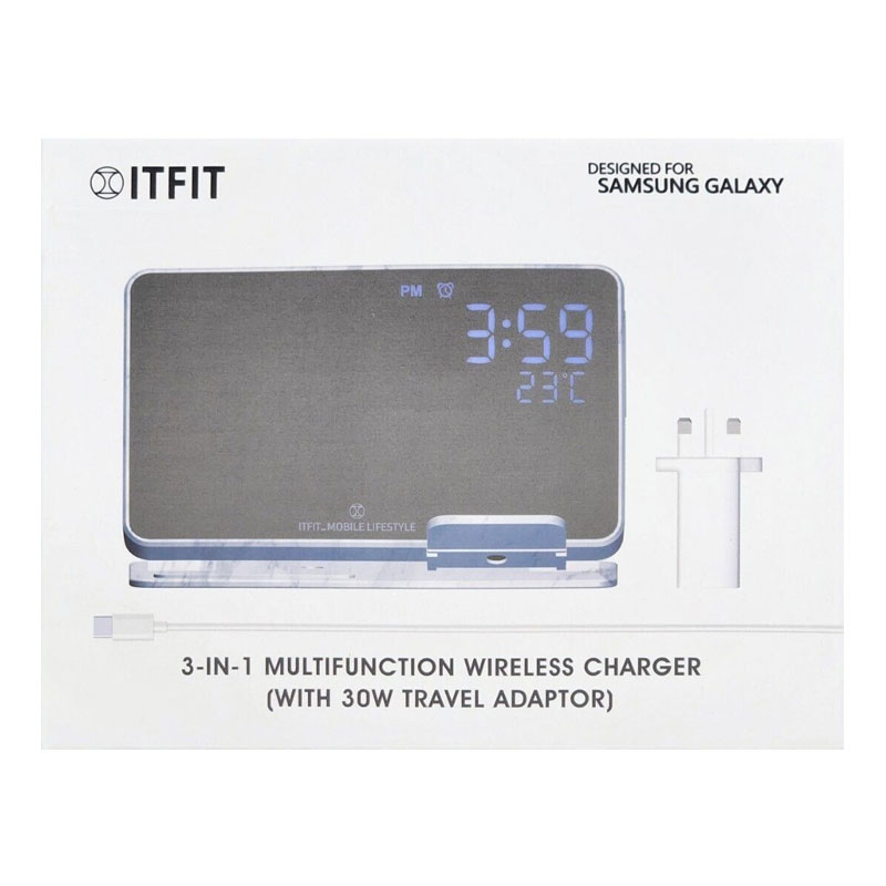 Samsung ITFIT C&T 3-In-1 Multifunction Wireless Charger (With 30W Travel Adaptor)