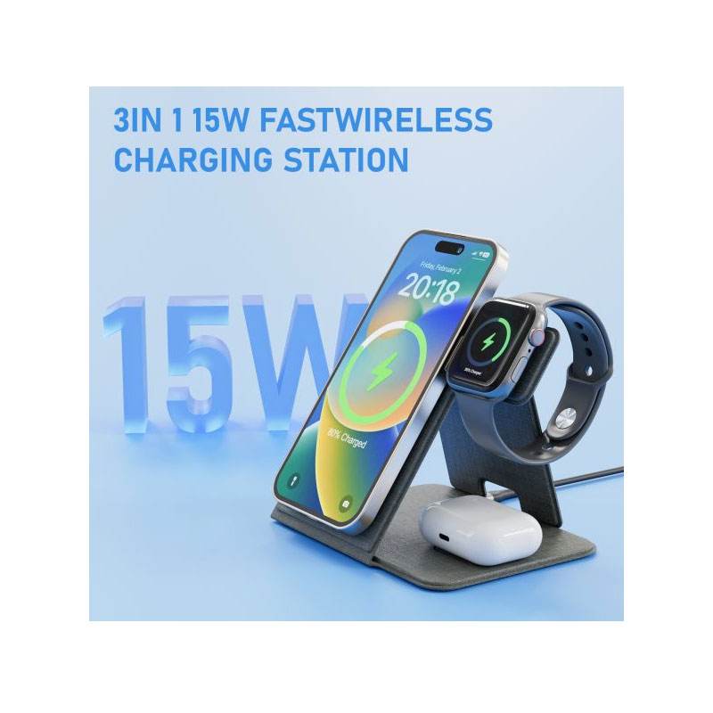 Mezone 3 IN 1 Foldable Wireless Charging Stand