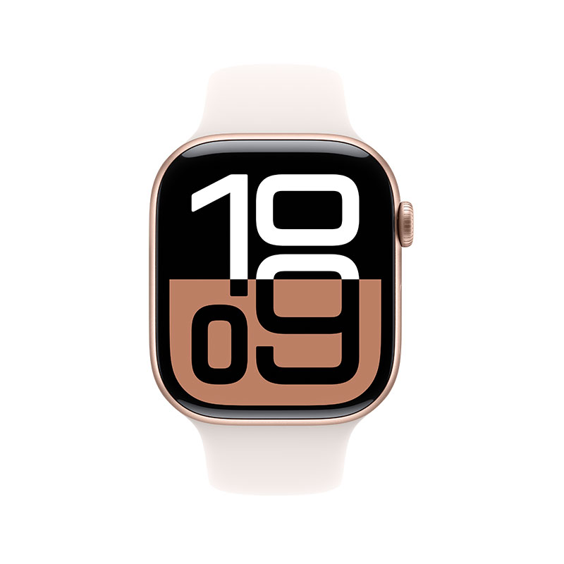Apple Watch Series 10 46mm, GPS Rose Gold Aluminium Case with Light Blush Sport Band