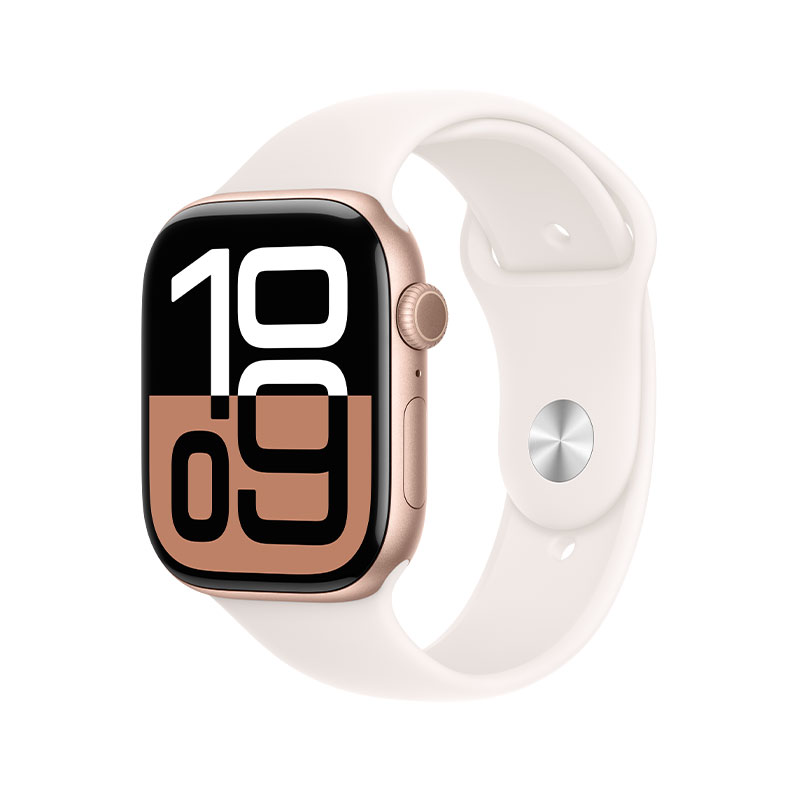 Apple Watch Series 10 46mm, GPS Rose Gold Aluminium Case with Light Blush Sport Band