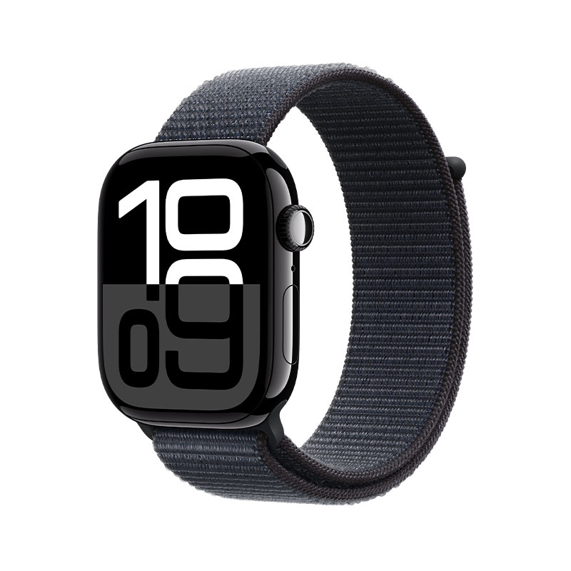 Apple Watch 10 46mm, GPS Jet Black Aluminium With Black Sport Loop 