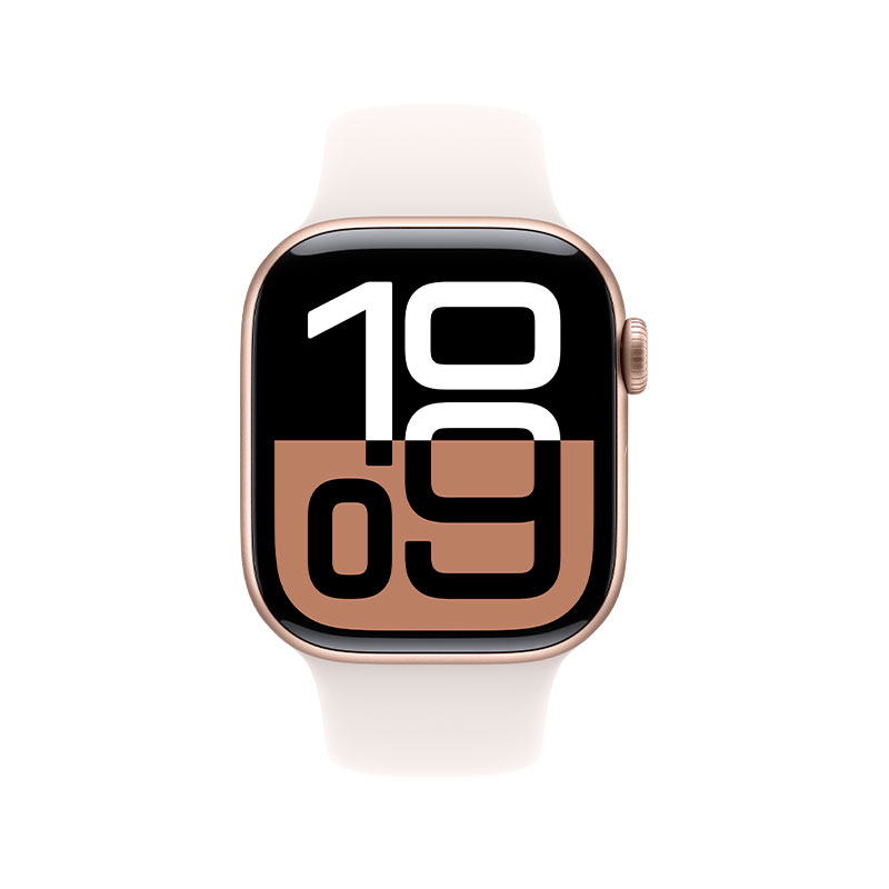 Apple Watch Series 10 46mm, GPS Rose Gold Aluminium Case with Light Blush Sport Band