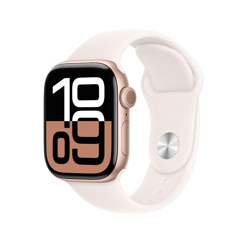 Apple Watch Series 10 46mm, GPS Rose Gold Aluminium Case with Light Blush Sport Band