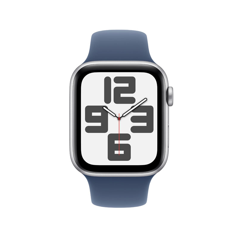 Apple Watch SE 2nd Gen GPS 44mm Silver Aluminium Case with Denim Sport Band M/L