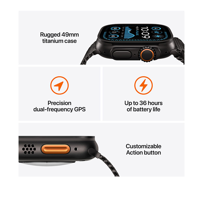 Apple Watch Ultra 2 GPS + Cellular, 49mm Titanium Milanese Loop Black