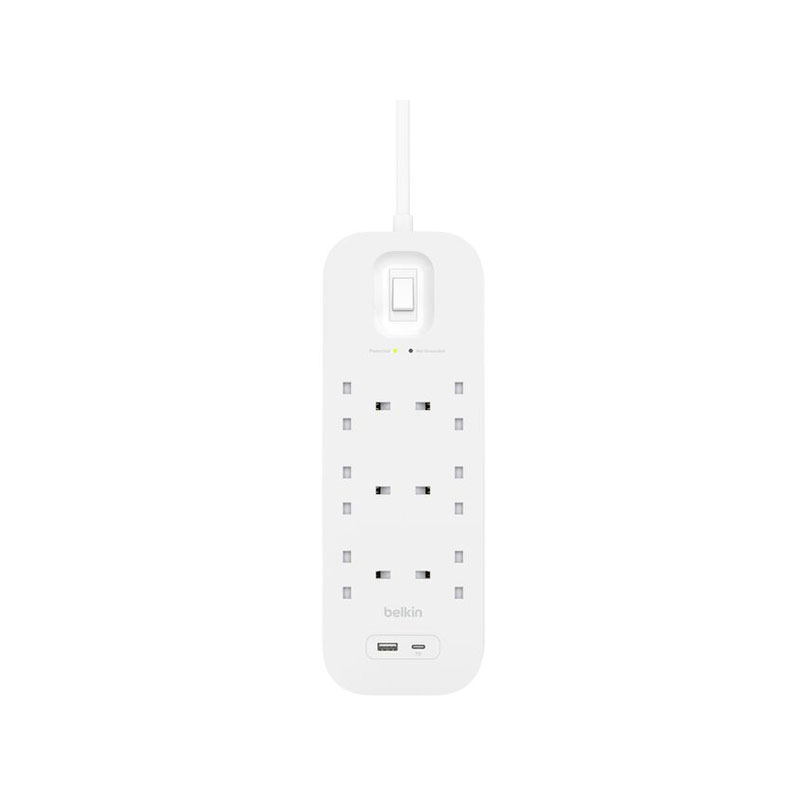 Belkin 6-Outlet 2M USB A + C Surge Protection Strip