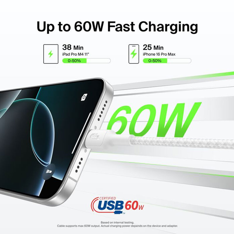 Belkin 60W USB-C to USB-C Braided Cable (1 Meter)