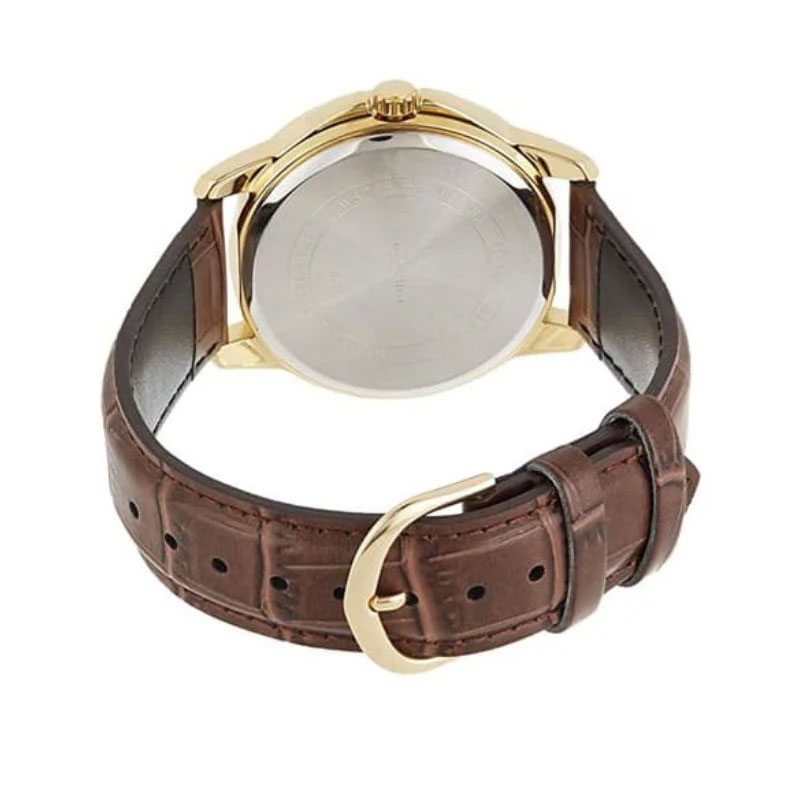 Casio Enticer Date MTP-V004GL-9AUDF Golden Dial Leather Men's Watch