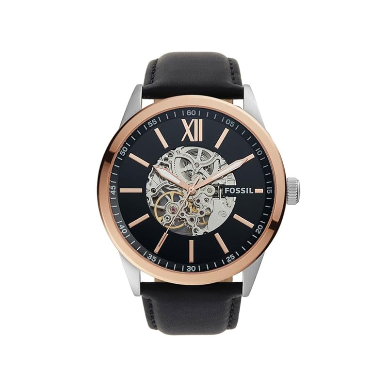 Fossil 48MM Flynn Automatic Black Leather Men’s Watch (BQ2383)