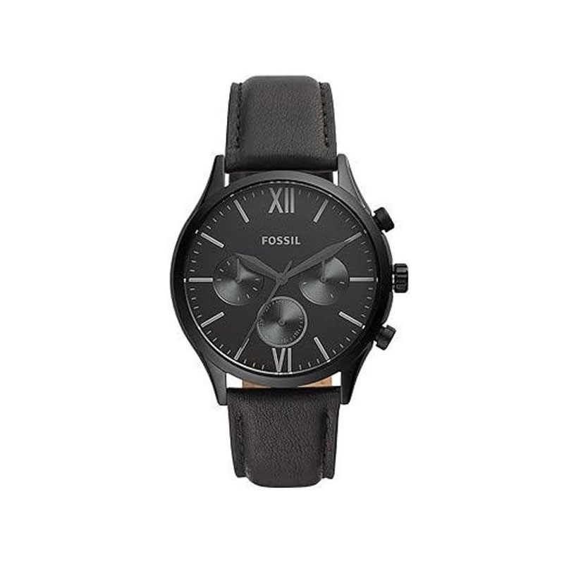 Fossil Fenmore Multifunction Black Leather Men's Watch (BQ2364)