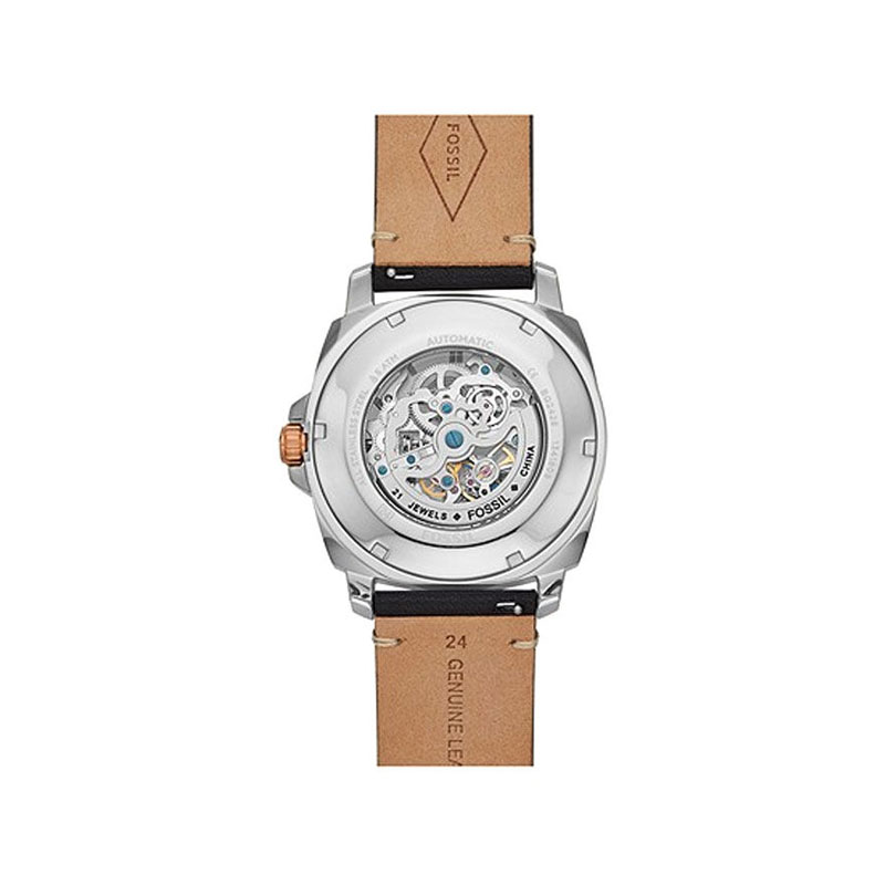 Fossil Privateer Sport Mechanical Black Leather Men’s Watch (BQ2428)