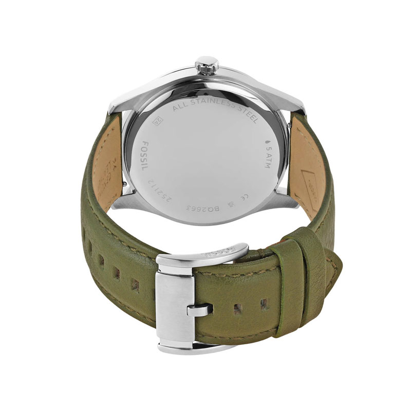 Fossil Sullivan Solar-Powered Green Leather Band Men’s Watch (BQ2663)