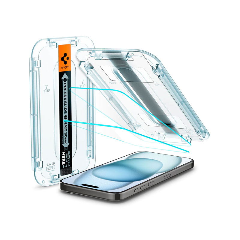 Spigen Glas.tR EZ Fit Full Cover Screen Protector for iPhone 15 1Pc