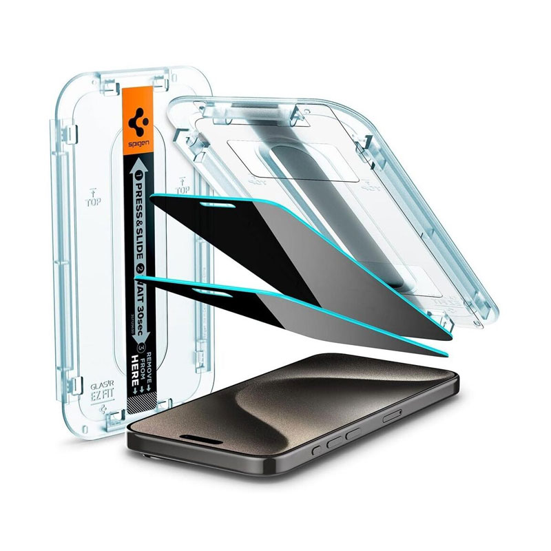 Spigen Glas tR EZ Fit Privacy Screen Protector for iPhone 15 Pro (1Pc)