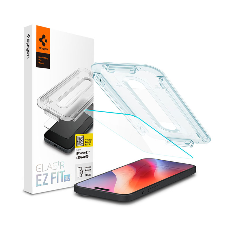 Spigen GLAS.tR EZ Fit HD Screen Protector for iPhone 16/15 (1Pc)