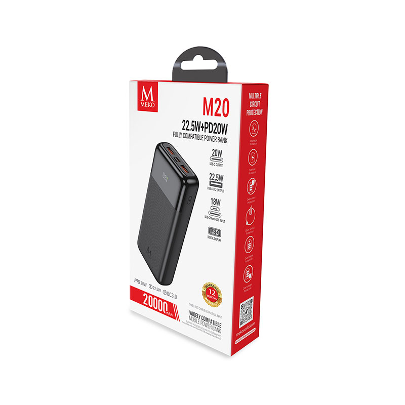 MEKO M20 20000mAh 22.5W+20W QC3.0 Power Bank