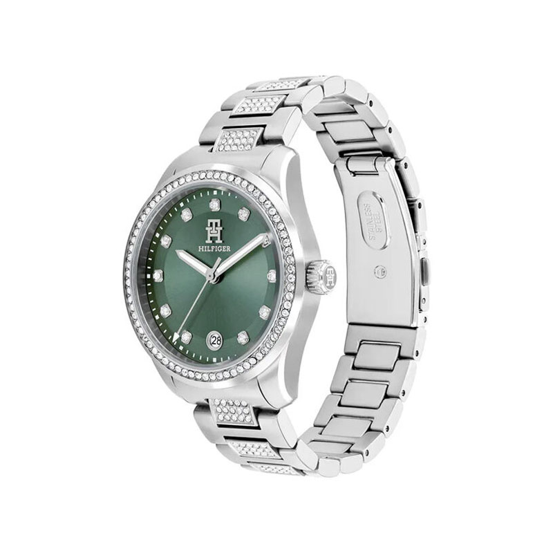 Tommy Hilfiger 36MM T85 Green Dial Crystals Women's Watch (TW001880)