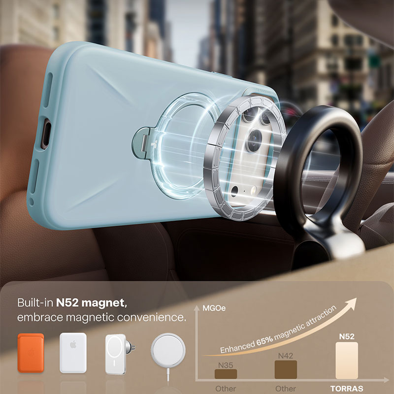 Torras Ostand Spin Silicone Case for iPhone 17 Pro Max