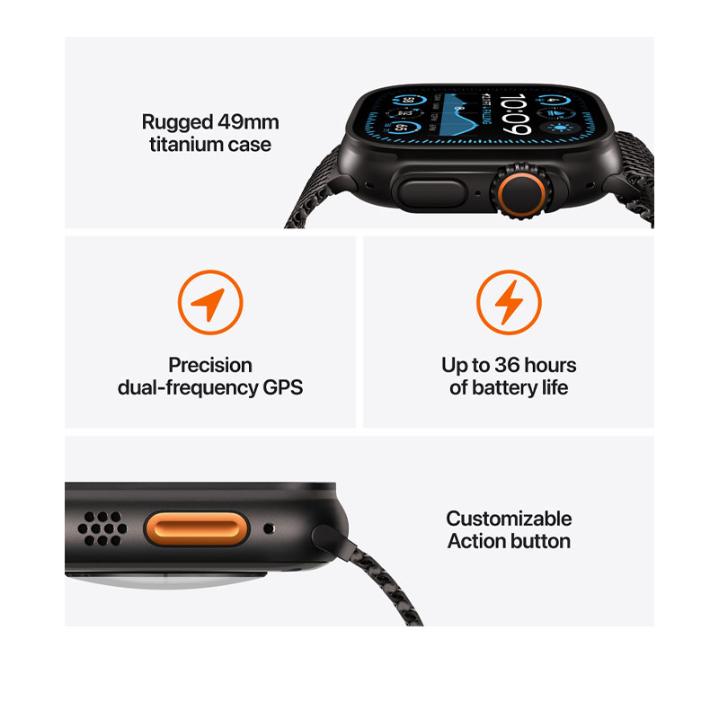 Apple Watch Ultra 2 GPS + Cellular, 49mm Black Titanium Case with Black Ocean Band