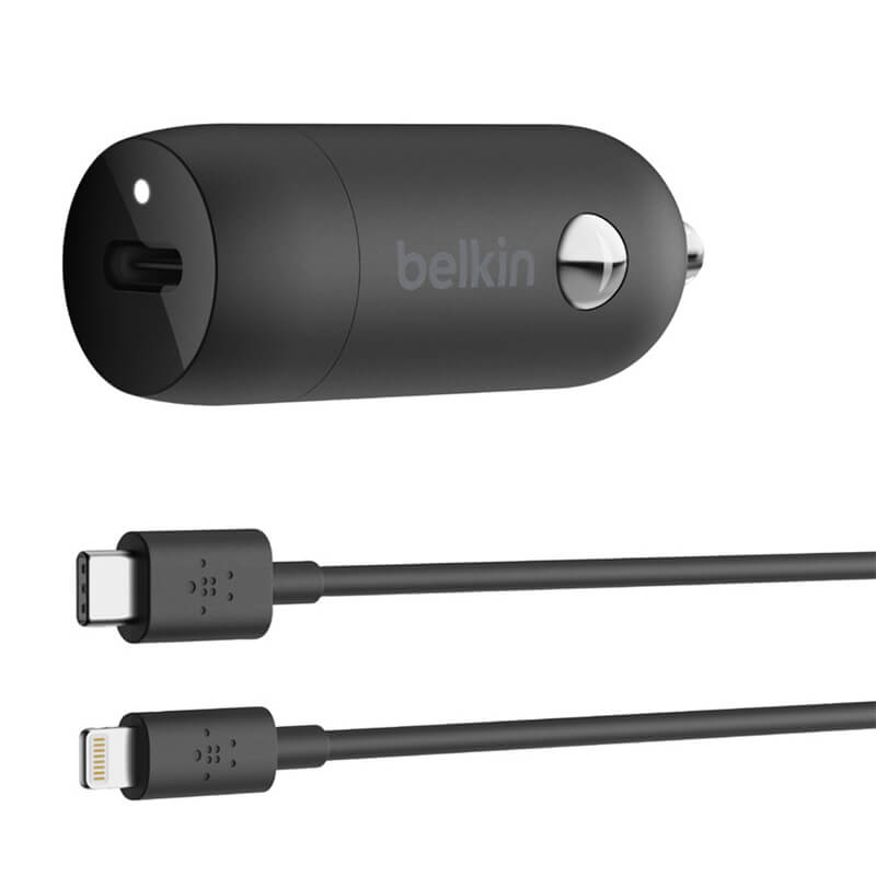 Belkin USB-C Car Charger 18W+USB-C Cable With Lightning Connector