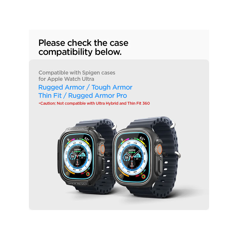 Spigen GLAS.tR EZ Fit Screen Protector for Apple Watch Ultra (49mm) 2Pcs