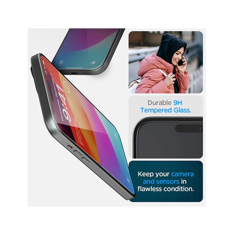 Spigen Glas.tR EZ Fit Full Cover Screen Protector for iPhone 15 1Pc