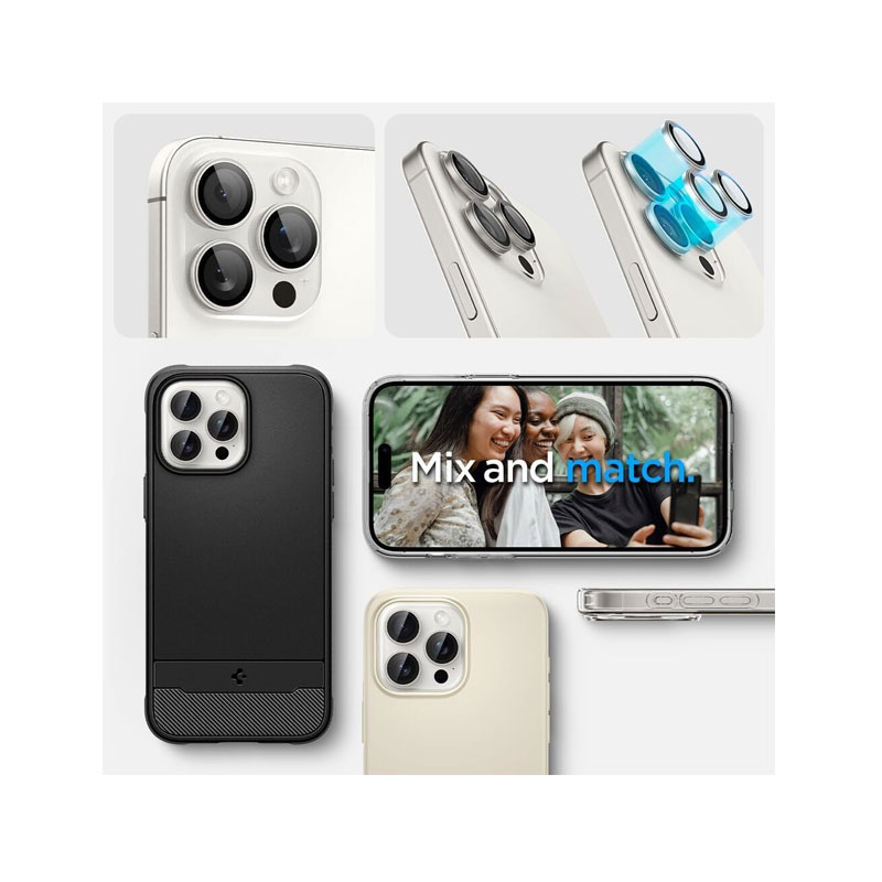 Spigen Glas tR EZ fit Optik pro Camera Lens for iPhone 17/16/15/14 Pro & Pro Max (1 piece)